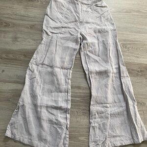 Wide-Leg Linen Pants in Light lilac